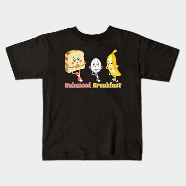 Balanced Breakfast Kids T-Shirt by Pigeon585